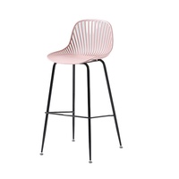 Tabouret de bar court H-393H en plastique PP vert avec base métallique pour cuisine, hauteur comptoir, fabrication usine