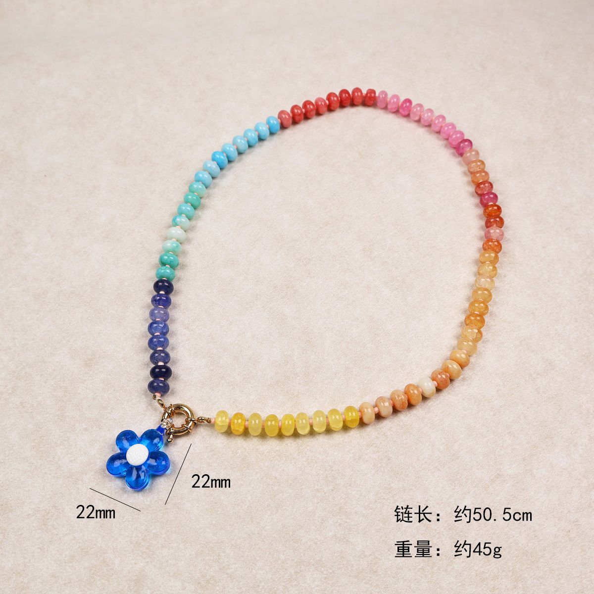 Abacus bead no.4 blue and white glaze flower