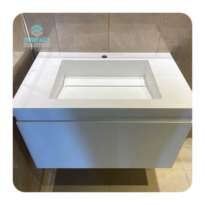 Nouveau <span class=keywords><strong>produit</strong></span>, lavabos de salle de bain rectangulaires modernes <span class=keywords><strong>en</strong></span> acrylique modifié, surface solide, montage mural, personnalisés, blancs - Product Image 1