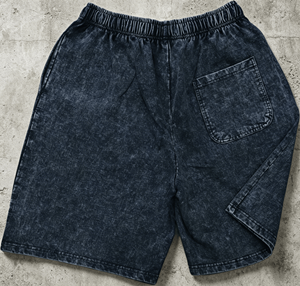 Shorts décontractés en coton lavé pour homme avec logo brodé et cordon de serrage à la taille pour l'été - Product Image 3