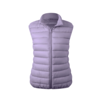 Gilet matelassé léger sans manches pour femme, col montant, fermeture éclair frontale, tendance, vente en gros OEM