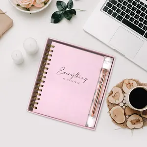 Cuadernos de diario con encuadernación en espiral inspiradora de gratitud para mujer rosa de tapa dura ecológica con impresión personalizada con logotipo