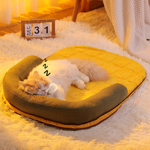 Customized four-season pet <b>bed</b>, cat <b>bed</b>, dog <b>bed</b>, warm fleece-lined four-piece pet supply set wholesale. - Product Image 1