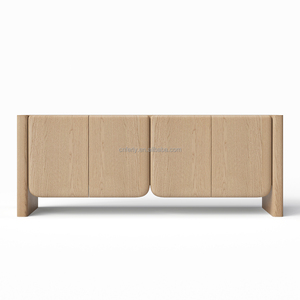 خزانة جانبية خشبية فاخرة جديدة 4 أبواب فاخرة حديثة من خشب البلوط المصمت خزانة جانبية من الخشب الصلب - Product Image 1