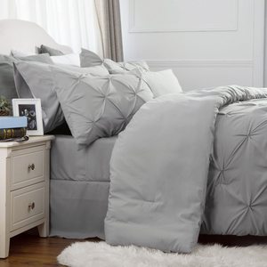 Pintuck 90-120 GSM Polyester personnalisé ensemble de draps brossés ensembles de literie avec draps de couette jupe de lit à volants Shams - Product Image 5