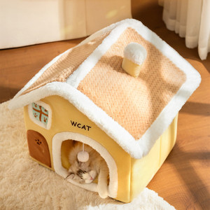 Cama para Gatos de Lujo Ecológica y Moderna, Rectangular, Tipo Cueva, Felpa Cálida, Plegable y Desmontable, para Todas las Estaciones, Sólida, sin Necesidad de Ensamblaje - Product Image 4