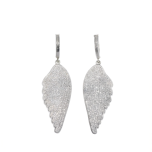 Pendientes con colgante de alas de ángel de plata tibetana para mujer, joyería cristiana romántica, pendientes chapados en plata a la moda - Product Image 1