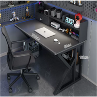 Bureau de jeu moderne en métal avec porte-gobelet et design ergonomique - Bureau d'ordinateur durable pour chambre à coucher