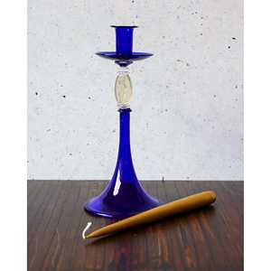 Bougeoir bleu de collection « Gabbiani » avec or pur pour centres de table de mariage et décorations de table - Product Image 4