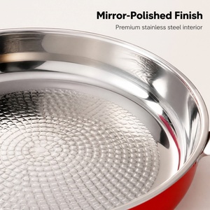 3pcs Mirror Polished Red Cookware <b>Set</b> Frying Pan Stockpot And Saucepan Stainless Steel Induction Ready Kitchen Cooking <b>Pot</b> <b>Set</b> - Product Image 5