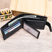 Grosir kartu kredit hitam kualitas tinggi dompet kulit Logo kustom buatan tangan asli bisnis koin modis untuk pria