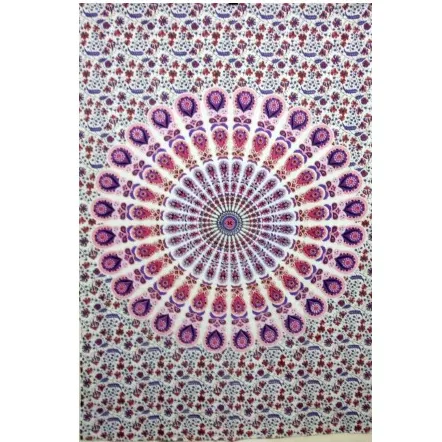 Schöne Wandbehang Bettwäsche Pfau Mandala Bettwäsche Tages decke Tapisserie Baumwoll stoff hand gefertigt