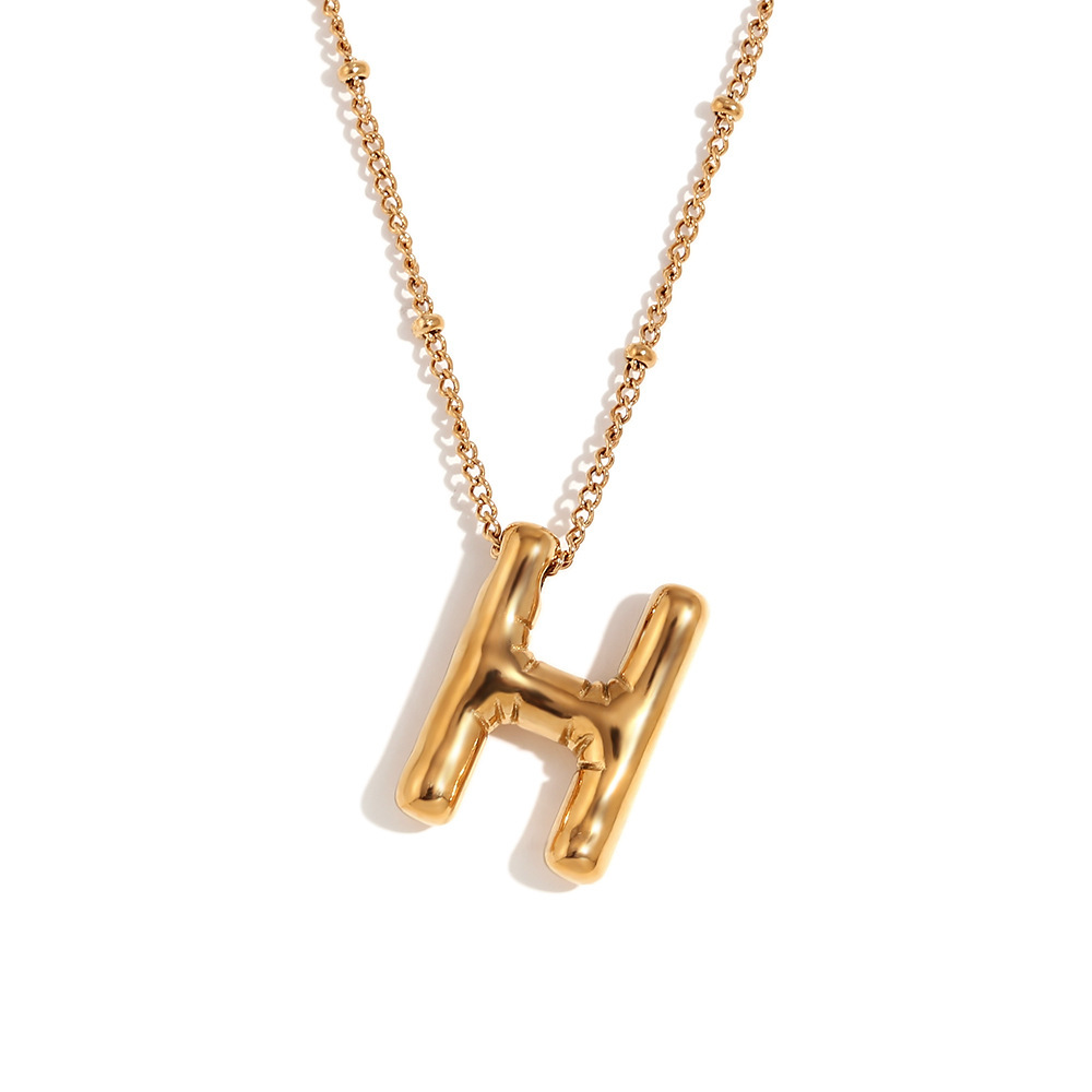 Party Balloon Letter Pendant Necklace - Gold -H