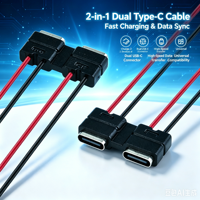 Connecteur USB-C double parallèle LN-02, prise TYPE-C, charge 2 câbles