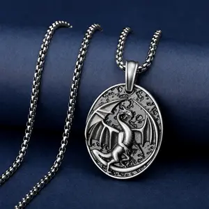 Dragon Necklace Stainless Steel Dragon Pendant Necklace Western Jewelry