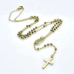 BMZ 316L plaqué IP en or véritable 75cm pièce <span class=keywords><strong>de</strong></span> jésus <span class=keywords><strong>croix</strong></span> en or pendentif collier chapelet jésus collier 50cm collier <span class=keywords><strong>croix</strong></span> - Product Image 3