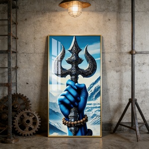 Decoración Islámica para el Hogar, Pintura en Porcelana de Cristal con Impresión HD Azul, Arte de Pared LED para Sala de Estar, Venta al Por Mayor de Fábrica, Personalizable - Product Image 4