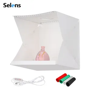 Selens 16x16 इंच 40cm पोर्टेबल एलईडी प्रकाश बॉक्स के साथ 2.5w 5500K शूटिंग तम्बू प्रकाश 4pcs पृष्ठभूमि के लिए उत्पाद फोटोग्राफी टेबल