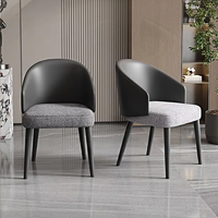 Chaise de salle à manger moderne rembourrée avec accoudoirs incurvés et pieds fins, structure en bois pour la maison, le bar et l'appartement