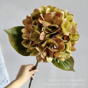 Hydrangea artificielle Meiduo Flower Industry, jaune-vert, pour décoration d'hôtel, arrangements floraux de mariage, aspect réaliste 3D. - Product Image 2