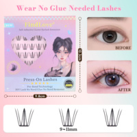 Bulu Mata Palsu Tanpa Lem 54 PCS C Curl 9-11mm Jelly-Airy Press-On Bulu Mata Individual Perekat Sendiri