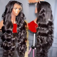Perruques de Cheveux Humains Bruts Indiens Ondes Profondes Souples Transparent HD Full Lace Frontal pour Femmes Noires