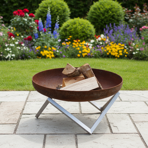 <span class=keywords><strong>Brasero</strong></span> rond en acier pour foyer extérieur, barbecue domestique, camping, cuisson au bois, design Corten, poêle personnalisé pour fêtes et festivals - Product Image 1