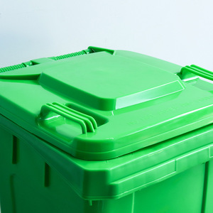 Outdoor Plastic Trash Can 240L Wheeled Rectangular With <b>Lid</b> For Street Sanitation - Product Image 4