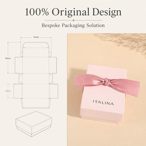 Pink Custom Jewelry Paper <b>Box</b> <b>Gift</b> Packaging Lid and Base Ribbon Bow Necklace <b>Earring</b> Presentation <b>Box</b> - Product Image 4