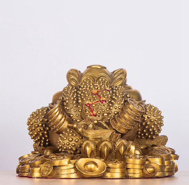 Crapaud Doré En Laiton Figurine Feng Shui - Grande Statue Crapaud à Trois Pattes Chanceux Pour Richesse Et Décoration