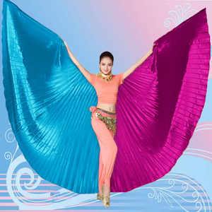 عباءة مهرجان الهالوين ثنائية اللون مع أجنحة إيزيس للرقص الشرقي للبالغين مع عصا - Product Image 3