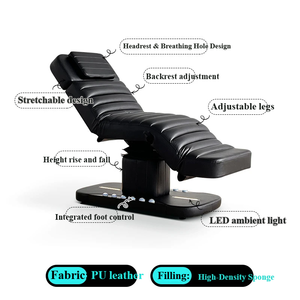 Table de massage électrique professionnelle, robuste (320 kg), avec commande au pied et éclairage LED, fauteuil de spa facial réglable - Product Image 2