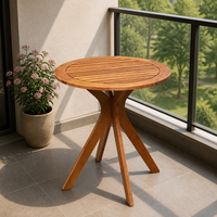 Table de bistrot ronde moderne pour l'extérieur avec plateau à lattes pour patio et balcon