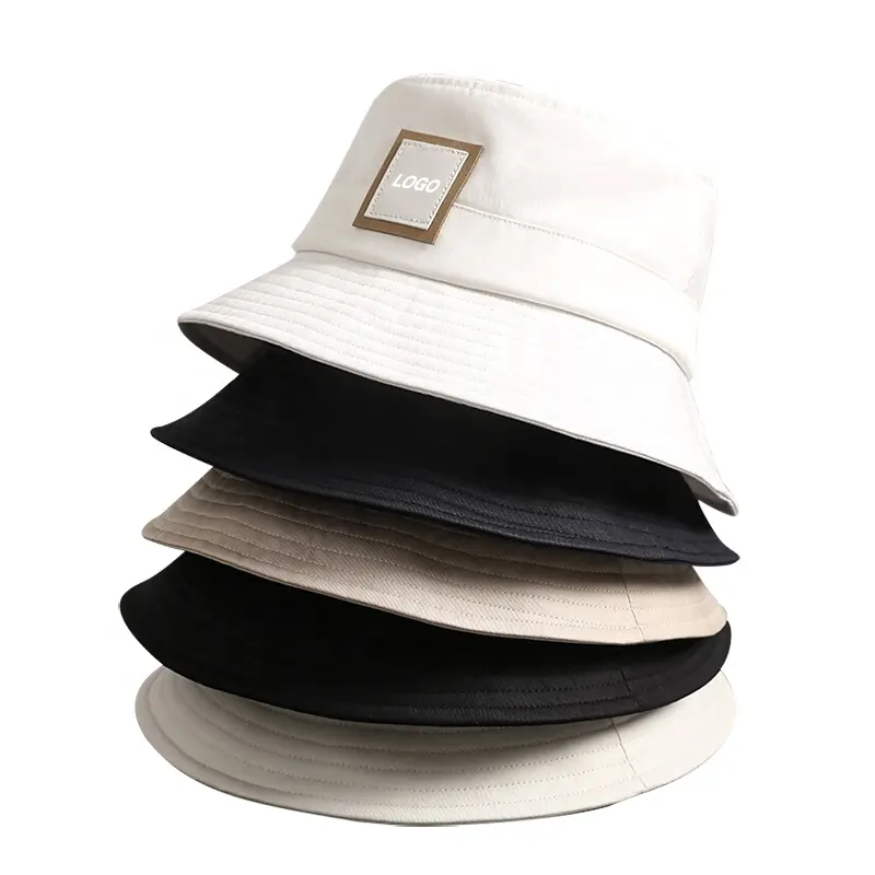 맞춤형 가죽 패치 야외 패션 어부 모자 여름 태양 방지 남녀공용 맞춤형 로고 버킷 햇