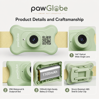 Caméra de suivi d'animaux de compagnie intelligente 7,2 x 4,5 x 3 cm 100g ABS IP66 GPS Beidou LBS 1100mAh 1080P FCC CE ROHS pour chiens et chats