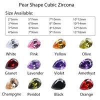 Pierre précieuse Cz en forme de poire verte pomme spéciale 2*3mm à 10*14mm zircone cubique synthétique coupée à la machine pour la fabrication de bijoux