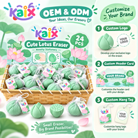 Ensemble de gommes à crayon personnalisées KAIX en forme de fleur de lotus avec logo sur les gommes, emballage personnalisé, ensemble cadeau scolaire pour les étudiants, vente en gros