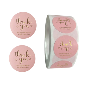 500pcs/roll Decorative Label 'Thank You' Promotional Stickers 5 Colors with Free Gift Box Packaging for Small Business