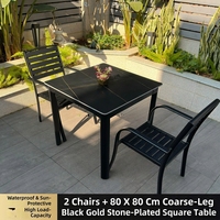Ensemble de table et de chaises de jardin avec plateau en pierre, plusieurs combinaisons disponibles