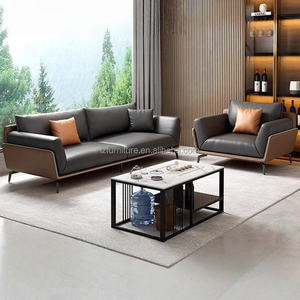 Ensemble de canapés de direction modulaires modernes en cuir écologique, durables, personnalisables en couleur et en taille, Lovezone, pour bureau à domicile, salon - Product Image 1