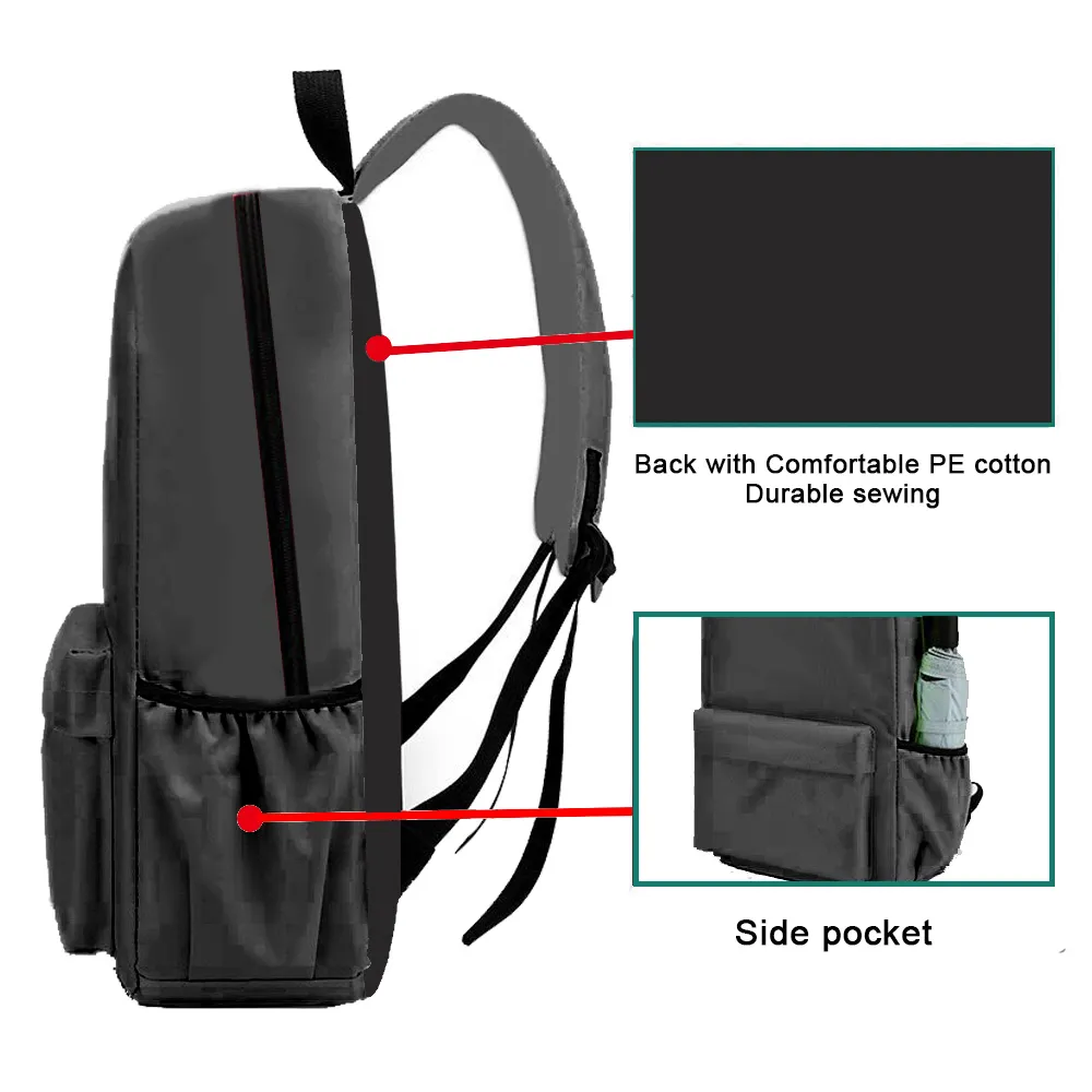 Mochila escolar de poliéster para estudantes, mochila escolar preta para meninos e crianças, mochila escolar com logotipo personalizado, usada diariamente