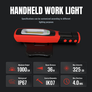 Lampe de travail rechargeable <span class=keywords><strong>automobile</strong></span> à LED puissante Lampe de travail COB à poignée rechargeable avec base magnétique - Product Image 5