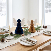 Lot de 2 décorations de Noël en papier nid d'abeille 3D, anges, pour la table de Noël, les fêtes saisonnières, les mariages, le Nouvel An