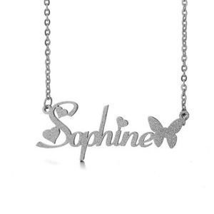 Shinny Glitter Effect En Acier Inoxydable Papillon Nom Collier 18K PVD Placage Or Nom Personnalisé Collier Chaînes - Product Image 6