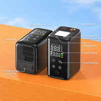 Portable 14.8V 8000mAh Digital ABS Multifunctional Jump Starter Air Compressor Tire Inflator LED Lighting Auto Stop USB-A Truck