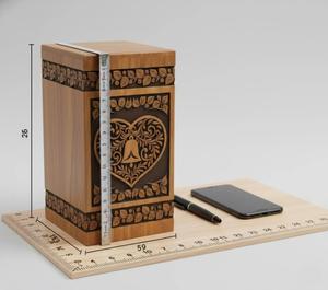 Ready to Ship Elegant Solid Wood Funeral Urn with Hand Carved Floral Design <b>Memorial</b> Ashes Container <b>Box</b> For Sale - Product Image 5