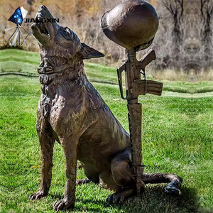 Loyal Guardian-Pastor alemán de bronce hecho a mano con cadena de oro para Jardines conmemorativos (Patina Outdoor Art) - Product Image 4