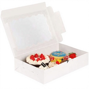 4" 6" 8" 10" White/Brown Ivory <b>Board</b> Bakery Boxes for <b>Cake</b> Packaging with Matt Lamination and Clear Window - Product Image 2