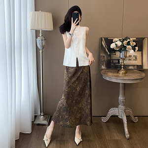 Chinese Style Vest Set Women 2024 Summer Thin Elegant Solid Color Polyester Traditional Clothing - Product Image 3