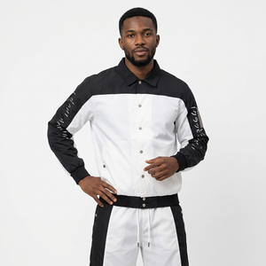 Conjunto Deportivo para Hombre con Bloques de Color Blanco y Negro, Manga Larga, Cuello con Botones, Transpirable, de Poliéster, Estilo Urbano para Primavera - Product Image 1